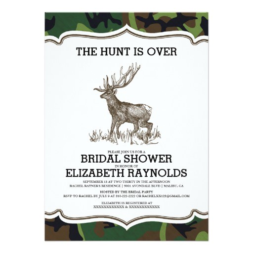 Camo Bridal Shower Invitations Camo the Hunt is Over Bridal Shower Invitations