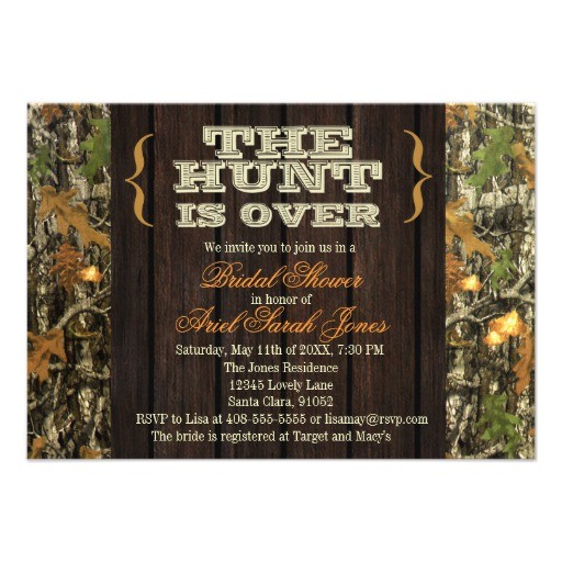 Camo Bridal Shower Invitations the Hunt is Over Camo Bridal Shower Invitation
