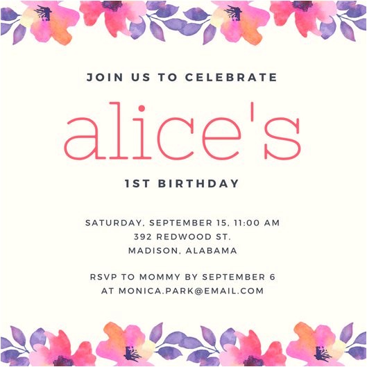 Canva Birthday Invite 1st Birthday Invitation Templates Canva
