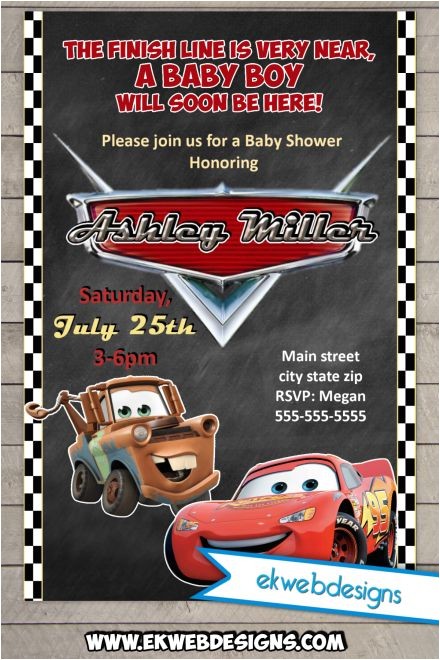 Car themed Baby Shower Invitations Disney Cars Baby Shower Invitations Custom Lightening