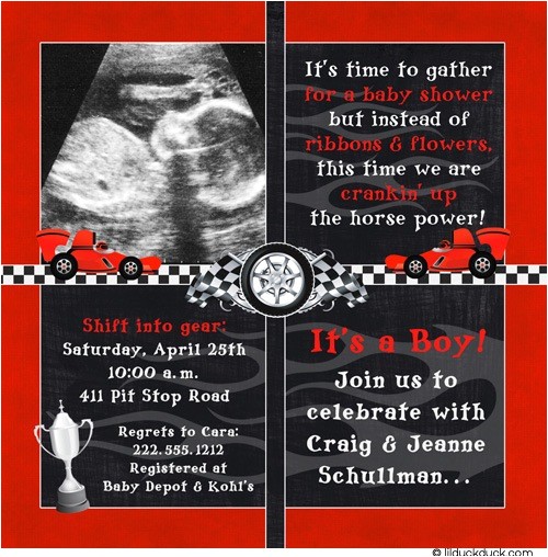 Car themed Baby Shower Invitations Race Car Shower Invitation Baby Boy Horsepower Red