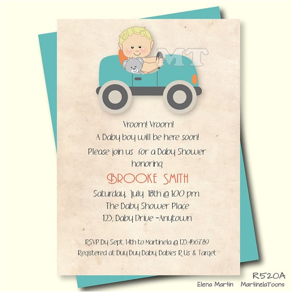 Car themed Baby Shower Invitations Vintage Car Baby Shower Invitation Retro Car theme Boy Shower