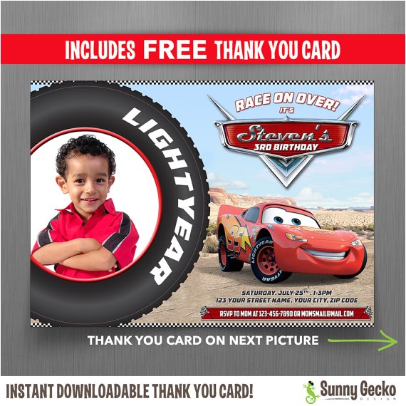 Car themed Birthday Invitation Card Disney Cars 7×5 In Birthday Party Invitation with Free Car themed Birthday Invitation Card Disney Cars 7×5 In Birthday Party Invitation with Free