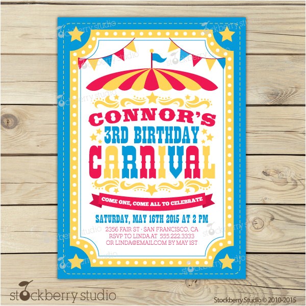 Carnival 1st Birthday Invitations Carnival Invitation Printable Carnival Invites Carnival