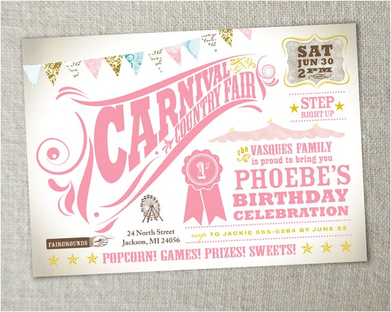Carnival 1st Birthday Invitations Items Similar to Kids Birthday Party