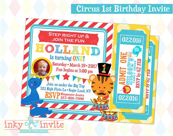 Carnival 1st Birthday Party Invitations Circus 1st Birthday Invite