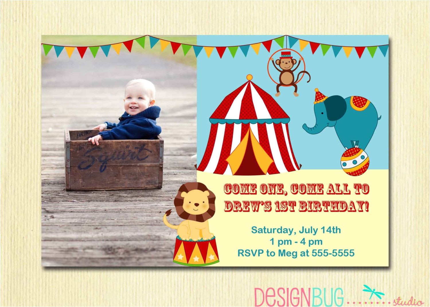 Carnival themed 1st Birthday Party Invitations Circus Carnival Birthday Invitation Circus Birthday
