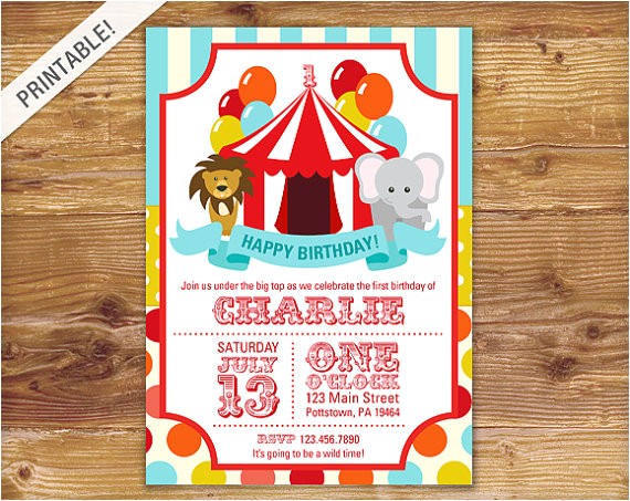 Carnival themed 1st Birthday Party Invitations First Birthday Carnival Invite Circus Invitation Carnival