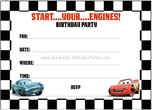 Cars Birthday Party Invitation Templates Free Disney Cars Birthday Party