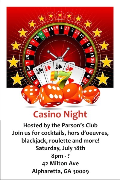 Casino Party Invitations Templates Free Casino Night Invitation Personalized Party Invites