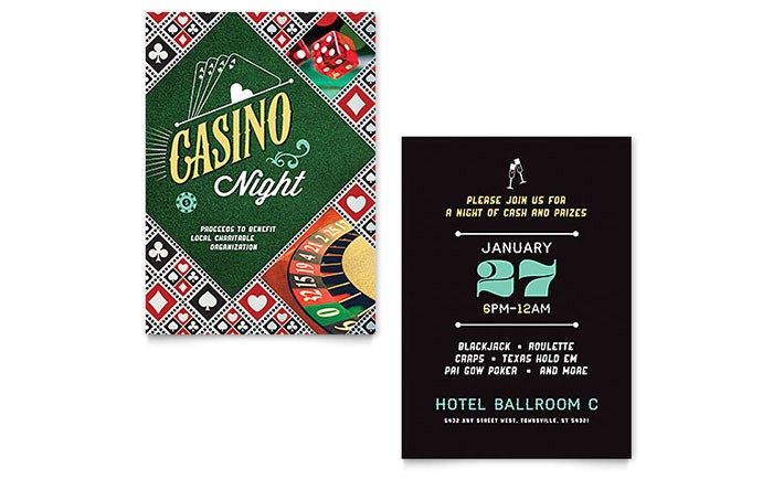 Casino Party Invitations Templates Free Casino Night Invitation Template Word & Publisher