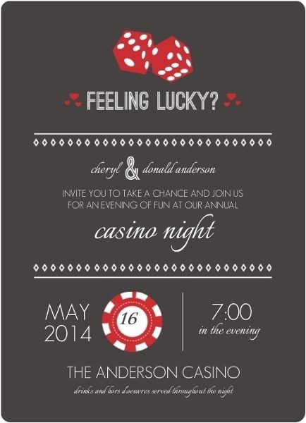 Casino Party Invitations Templates Free Red and Gray Feeling Lucky Dice Poker Night Invitation