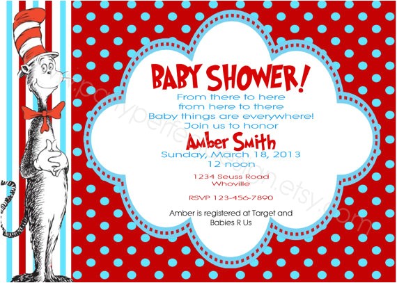 Cat In the Hat Baby Shower Invites Cat In the Hat Baby Shower Invitations