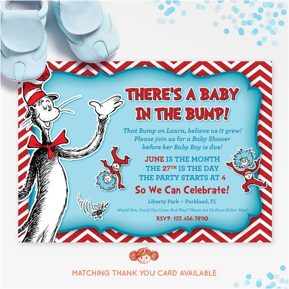 Cat In the Hat Baby Shower Invites Dr Seuss Baby Shower Invitation Cat In the Hat by