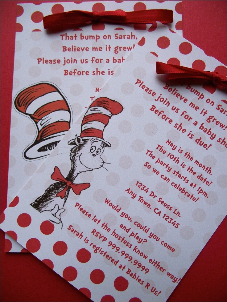 Cat In the Hat Baby Shower Invites Dr Seuss Cat In the Hat Baby Shower or Birthday Invitation