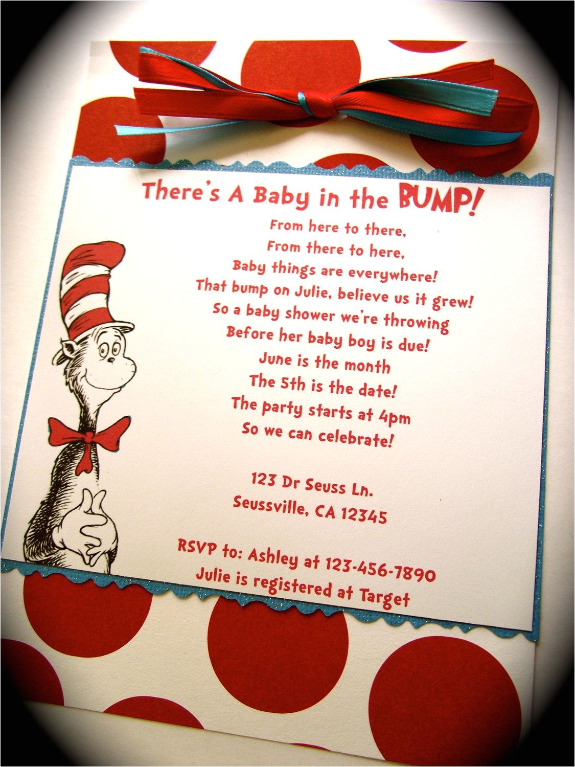 Cat In the Hat Baby Shower Invites Dr Seuss Cat In the Hat Inspired Baby Shower or Birthday