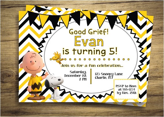 Charlie Brown 1st Birthday Invitations Charlie Brown & Snoopy Birthday Party Invitation Peanuts