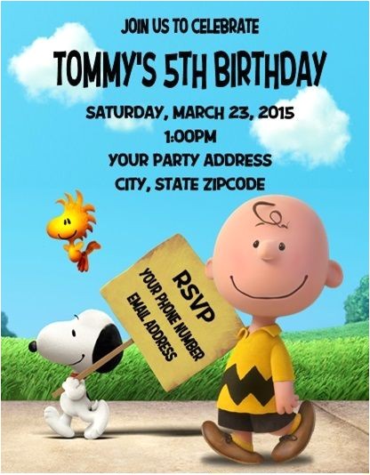 Charlie Brown 1st Birthday Invitations Charlie Brown Snoopy Peanuts Birthday Party Invitations