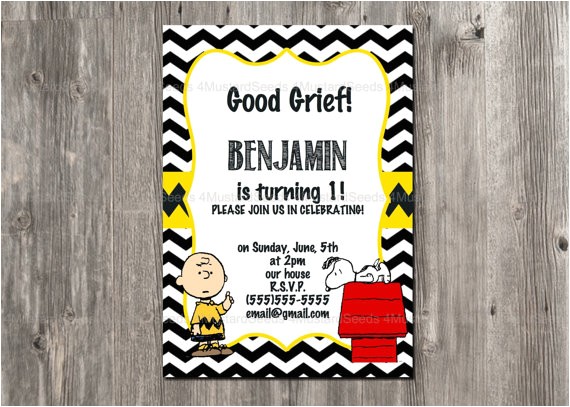 Charlie Brown 1st Birthday Invitations Items Similar to Charlie Brown Birthday Invitation