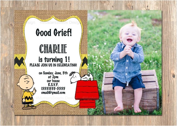 Charlie Brown 1st Birthday Invitations Items Similar to Charlie Brown Birthday Invitation