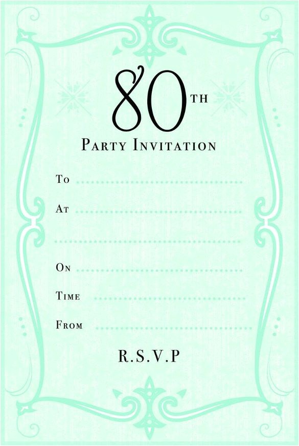 Cheap 80th Birthday Invitations Green 80th Birthday Party Invitation Jpg 585 873 80