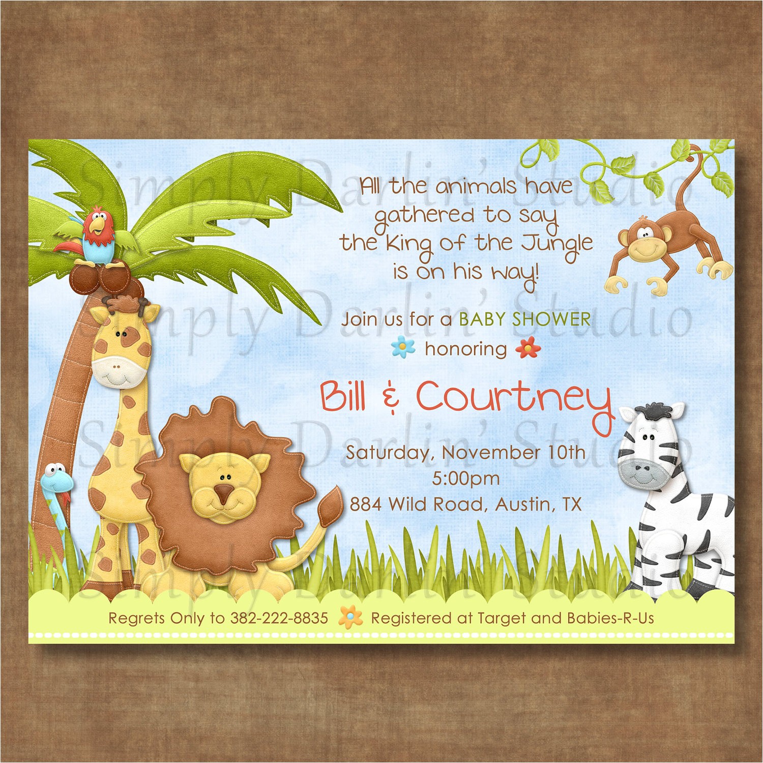 Cheap Safari Baby Shower Invitations Baby Shower Cakes 4 Image