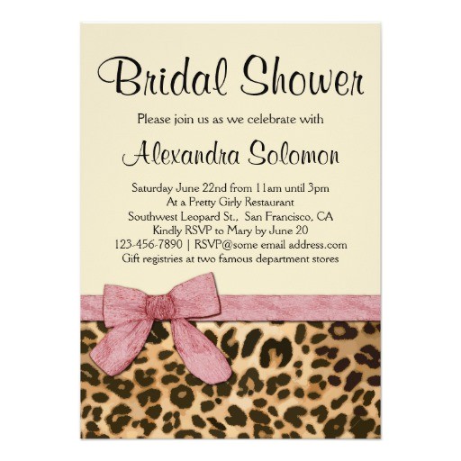 Cheetah Print Bridal Shower Invitations Leopard Print Pink Bow Bridal Shower Invitation