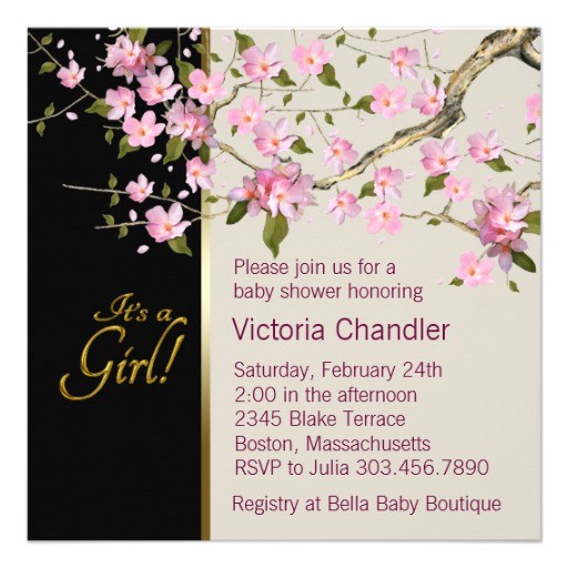 Cherry Blossom Baby Shower Invitations Pink Cherry Blossom Baby Shower Invitations 5 25" Square