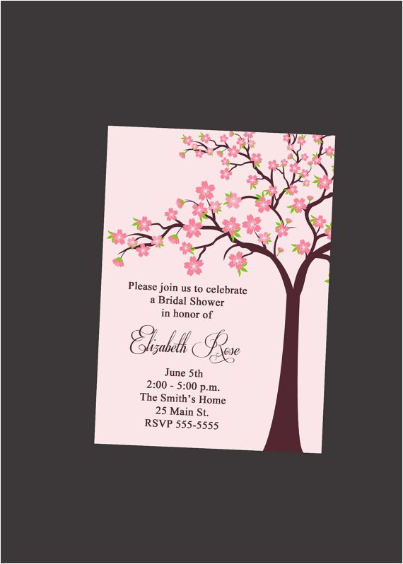 Cherry Blossom Bridal Shower Invitations Bridal Shower Invitation with Cherry Blossom Tree by
