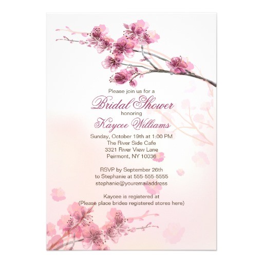 Cherry Blossom Bridal Shower Invitations Modern Cherry Blossom Bridal Shower Invitation 5" X 7