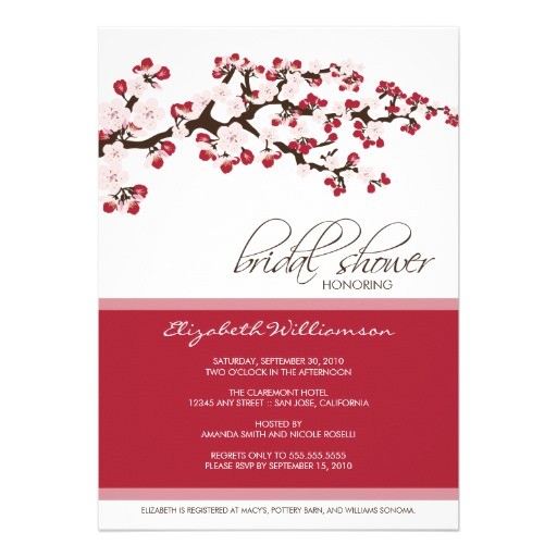 Cherry Blossom Bridal Shower Invitations Personalized Cherry Blossoms Invitations