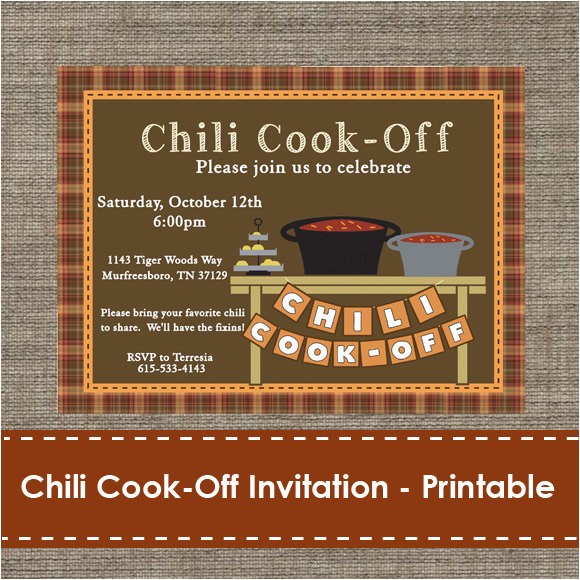 Chili Cook Off Party Invitation Chili Cook F Invitation Printable Diy