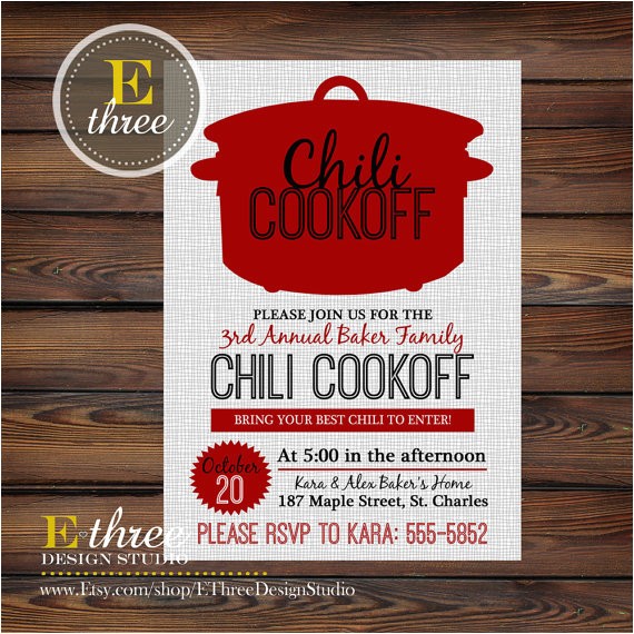 Chili Cook Off Party Invitation Chili Cookoff Invitations Fall Party Invitations Fall
