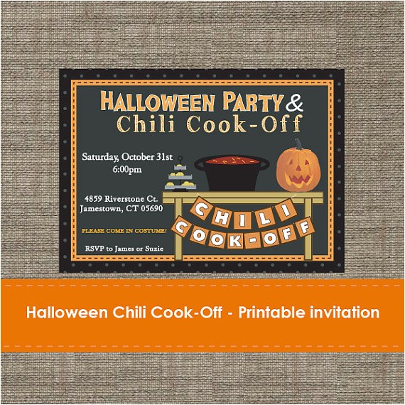 Chili Cook Off Party Invitation Halloween Chili Cook F Invitation Diy Printable