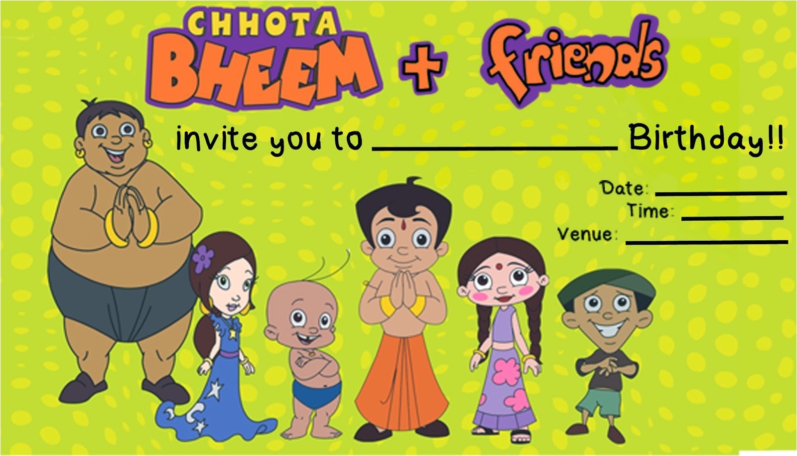 Chota Bheem theme Birthday Party Invitations Home Spun Around Friday Fun Time A Super Easy Chota