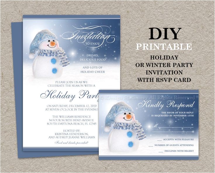 Christmas Party Invitations with Rsvp Cards 96 Best Printable Christmas and Holiday Party Invitations