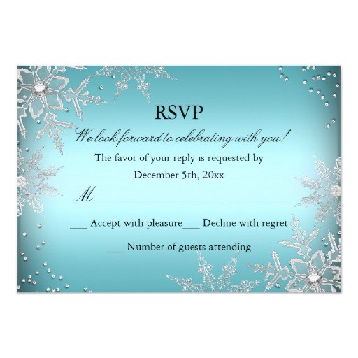 Christmas Party Invitations with Rsvp Cards Crystal Snowflake Blue Christmas Party Rsvp 3 5×5 Paper