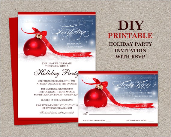 Christmas Party Invitations with Rsvp Cards Items Similar to Christmas Party Invitation with Rsvp Card
