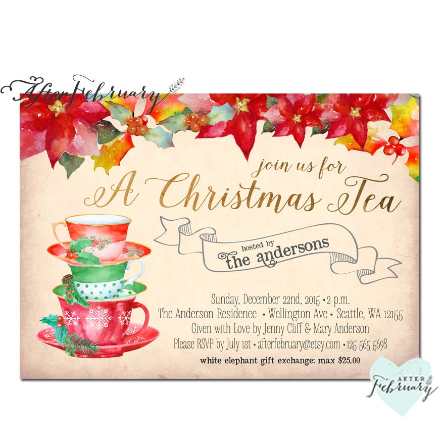 Christmas Tea Party Invitations Free Christmas Tea Party Invitation Invites Christmas Tea