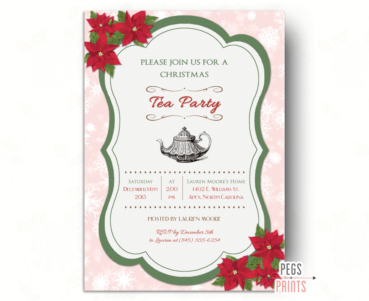 Christmas Tea Party Invitations Free Christmas Tea Party Invitation Printable Holiday by