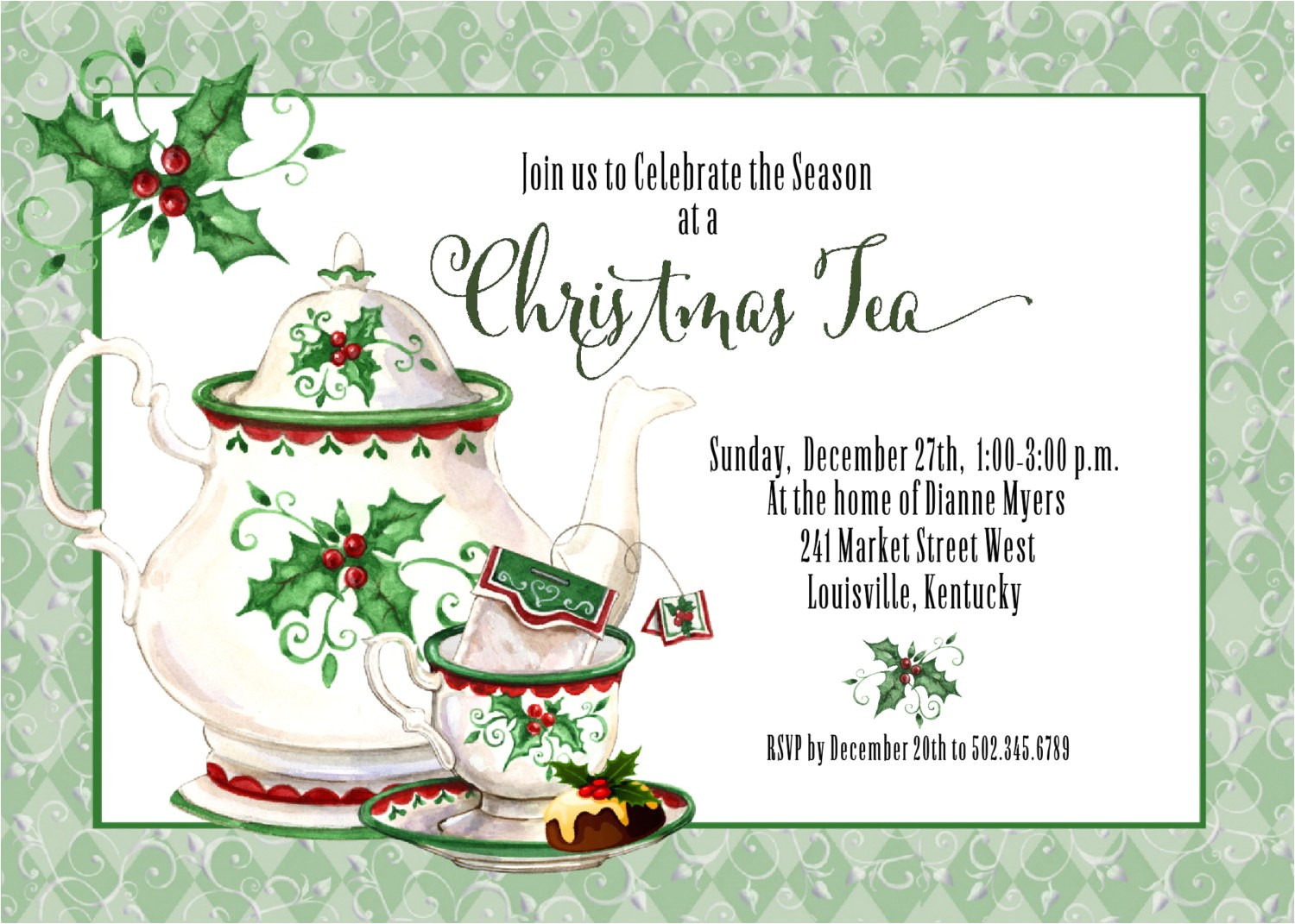 Christmas Tea Party Invitations Free Holiday Tea Invitation Christmas Tea Invitation Tea Party