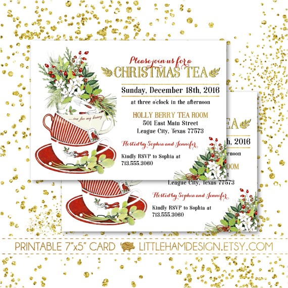 Christmas Tea Party Invitations Free Printable Christmas Tea Party Invitation Christmas Dinner