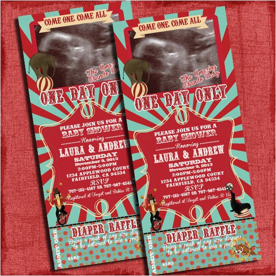 Circus themed Baby Shower Invitations Printable Vintage Circus theme Baby Shower Ticket 4×9