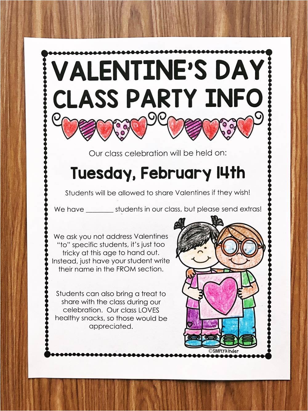 Class Valentines Party Invitation Free Valentine S Day Letter Simply Kinder