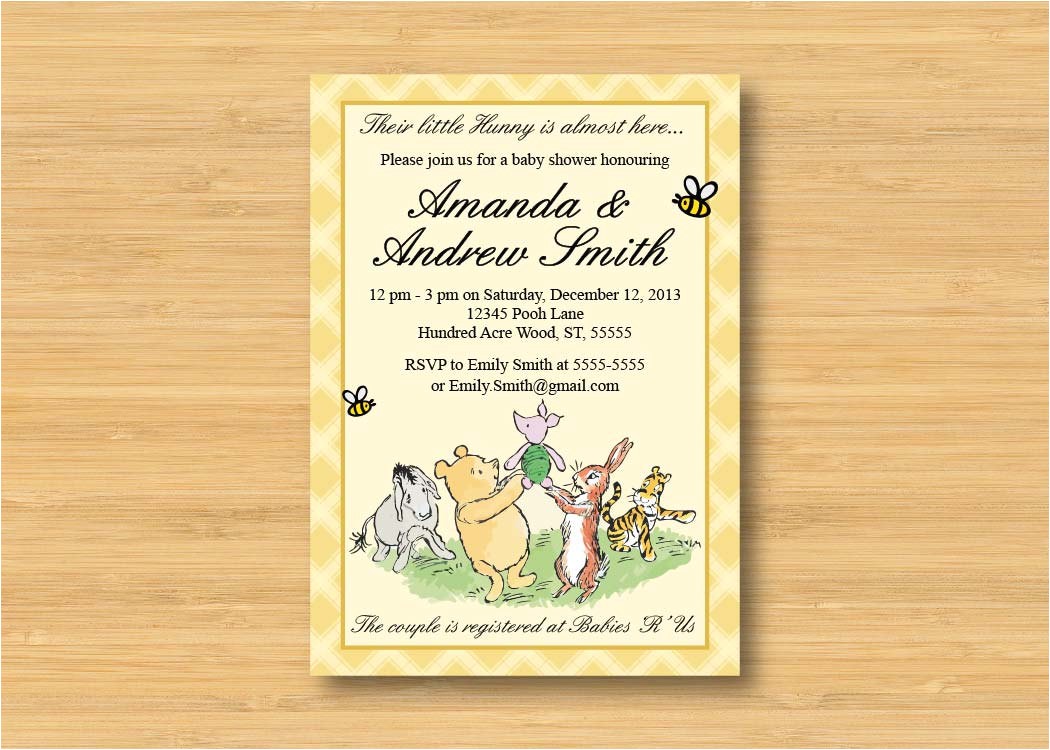 Classic Winnie the Pooh Baby Shower Invites Classic Winnie the Pooh Baby Shower Invitation Printable