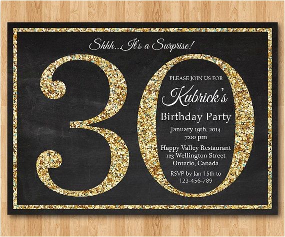 Classy 30th Birthday Invitation Wording 30th Birthday Invitation Gold Glitter Birthday Party
