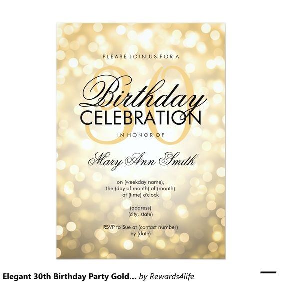 Classy 30th Birthday Invitation Wording Elegant 30th Birthday Party Gold Glitter Lights 5×7 Paper