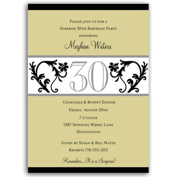 Classy 30th Birthday Invitation Wording Elegant Vine Chartreuse 30th Birthday Invitations