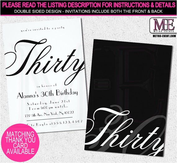 Classy 30th Birthday Invitations Classy 30th Birthday Invitations by Metro Designs Graphic