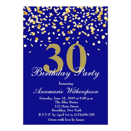 Classy 30th Birthday Invitations Elegant 30th Birthday Invitation Gold Confetti